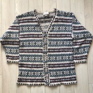 Vintage Grace Nordic Jacquard Clasp Button Cardigan Granny